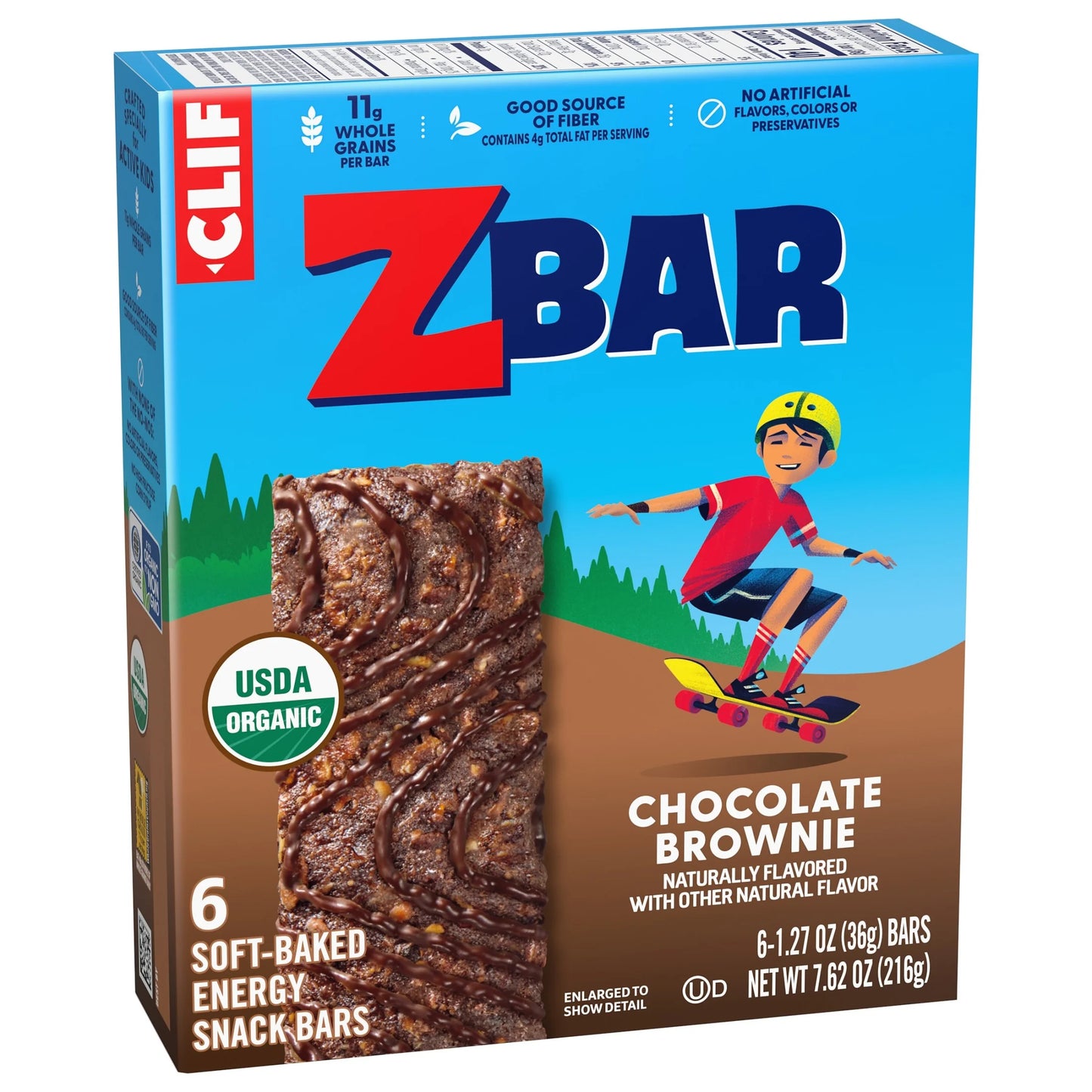 Clif - Chocolate Brownie Flavor Soft Baked Snack Bars, Organic Granola Bars, 6Ct
