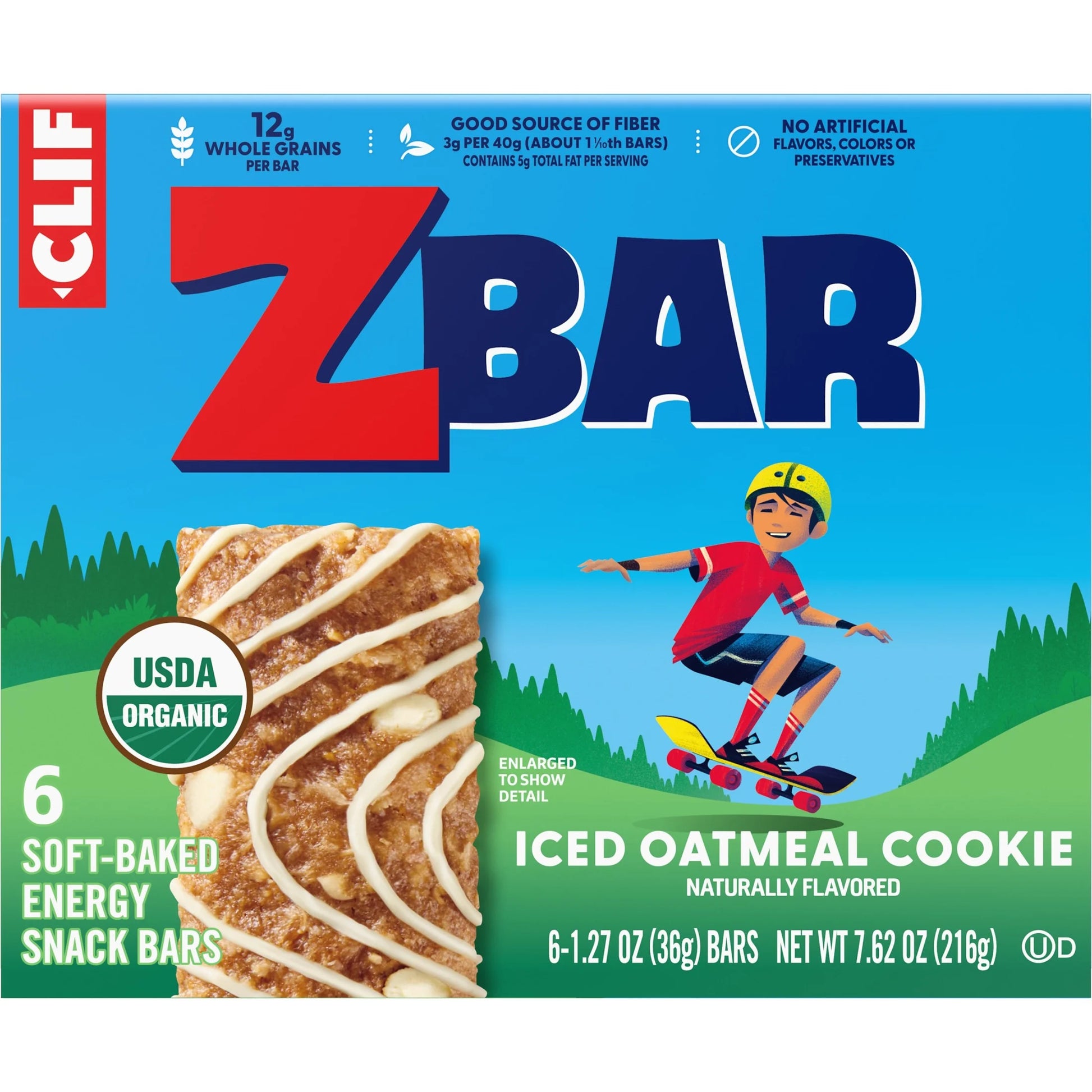 Clif - Iced Oatmeal Cookie Flavor Soft Baked Snack Bars, Organic Granola Bars, 6Ct