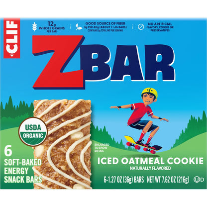 Clif - Iced Oatmeal Cookie Flavor Soft Baked Snack Bars, Organic Granola Bars, 6Ct
