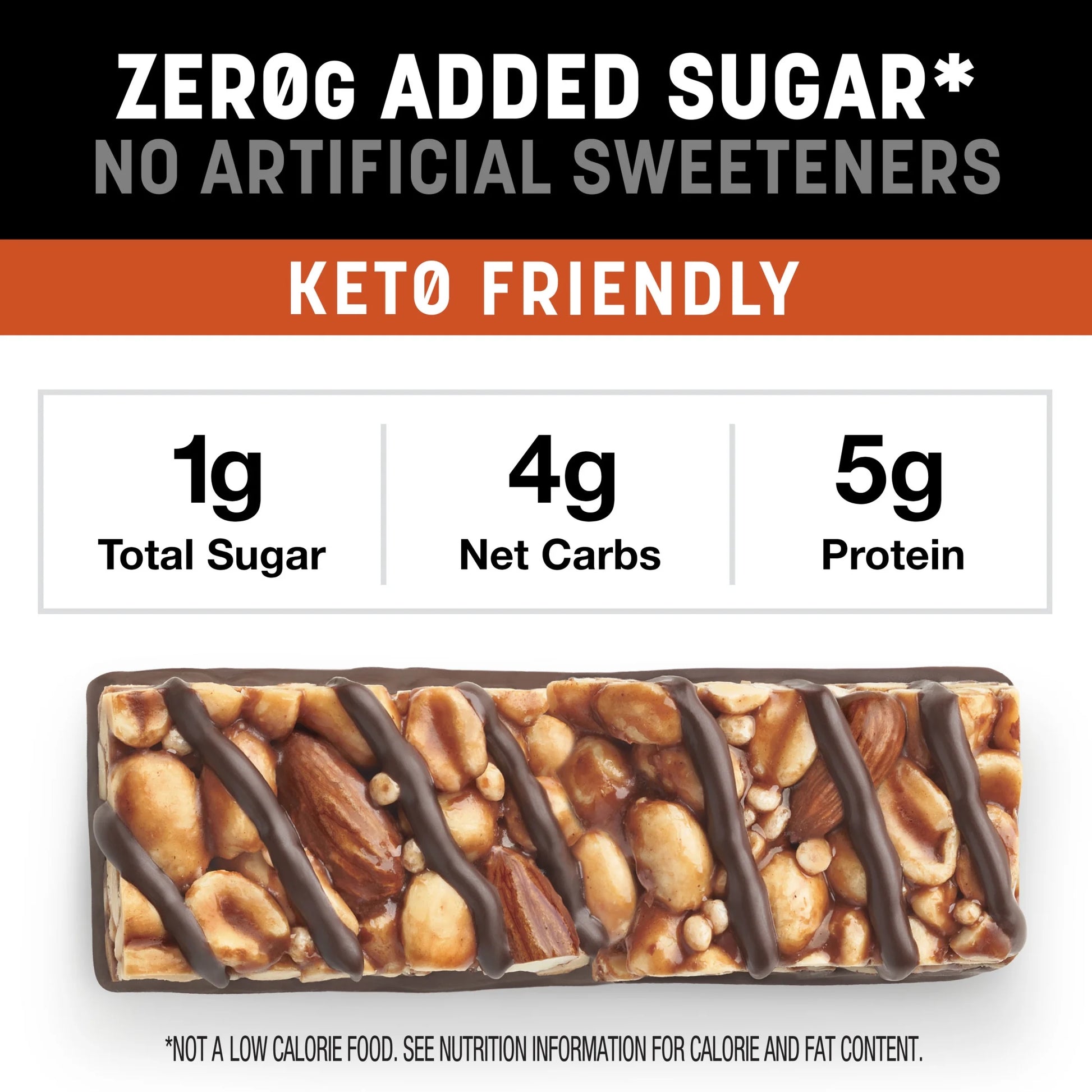 (2 Pack)  KIND Zero Added Sugar Bars, Keto Friendly Snacks - 5 Bars