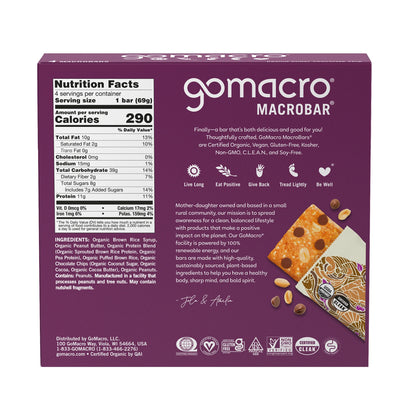 Macrobar - Organic Vegan Protein Bars - Peanut Butter Chocolate Chip (4 Count)