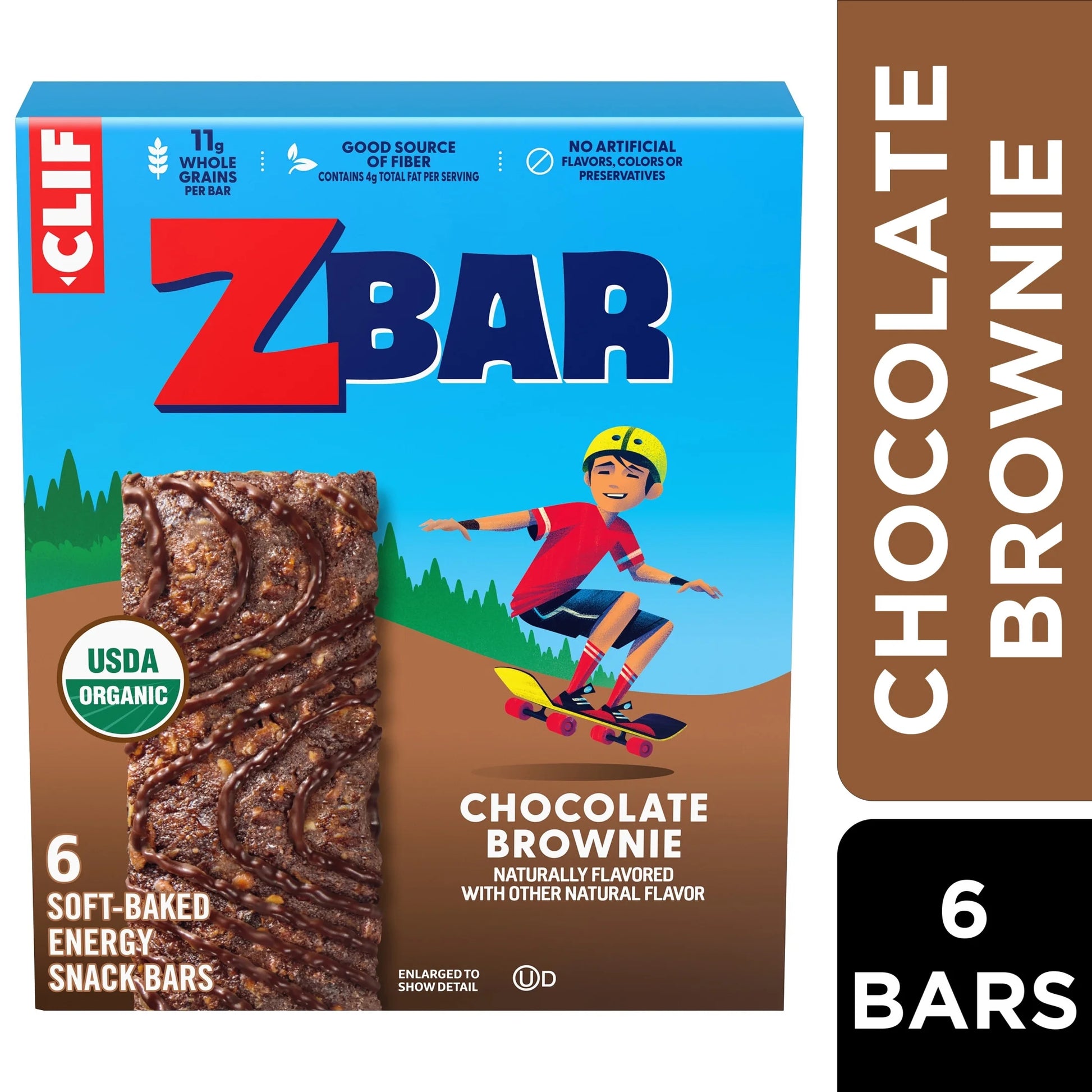 Clif - Chocolate Brownie Flavor Soft Baked Snack Bars, Organic Granola Bars, 6Ct