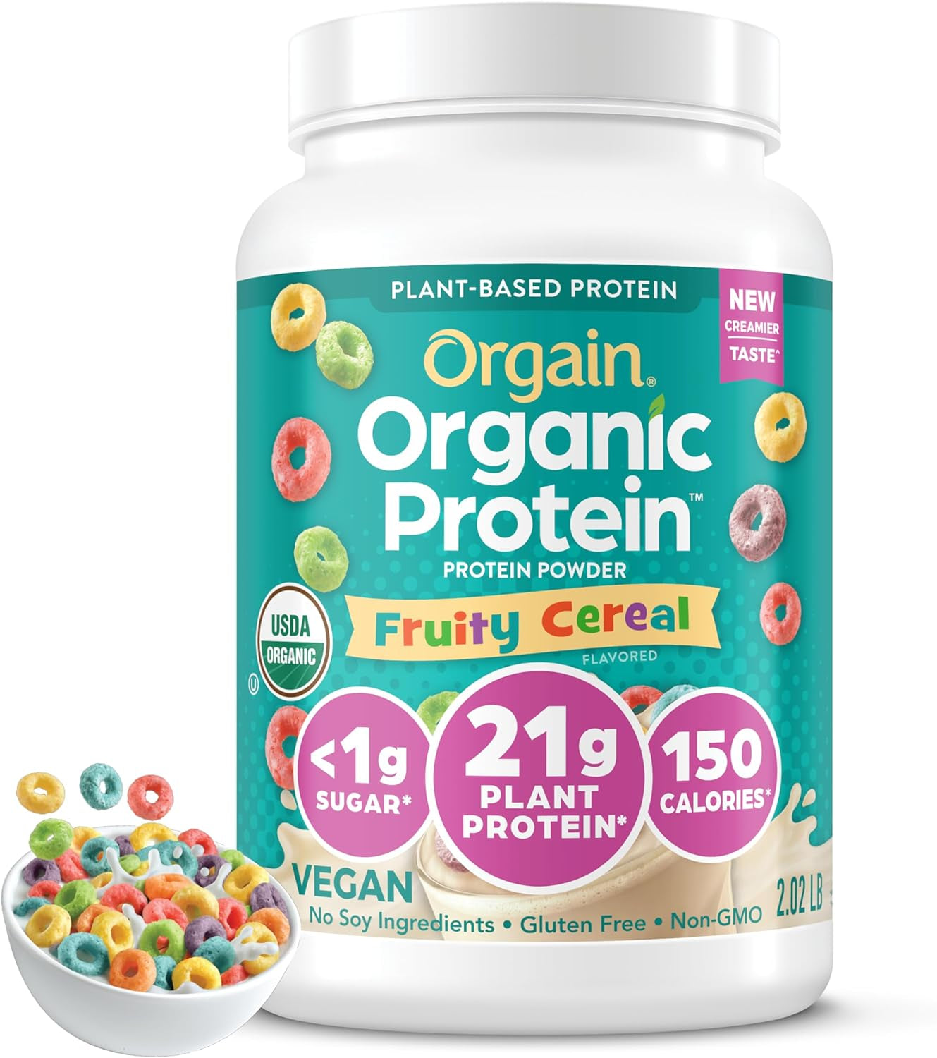 Orgain - Organic Unflavored Vegan Protein Powder, Natural Unsweetened - Non Dairy, Gluten Free, No Sugar Added, Soy Free, Non-Gmo, 1.59 Lb (Packaging May Vary)