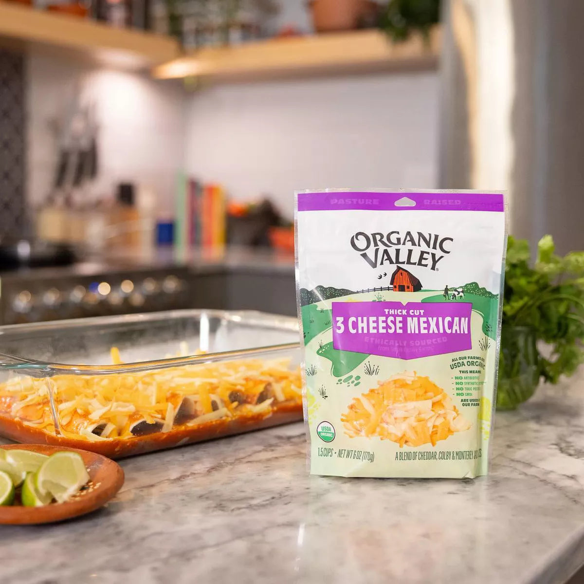 Organic Valley - 3 Cheese Mexican Thick Shredded Cheese - 6Oz