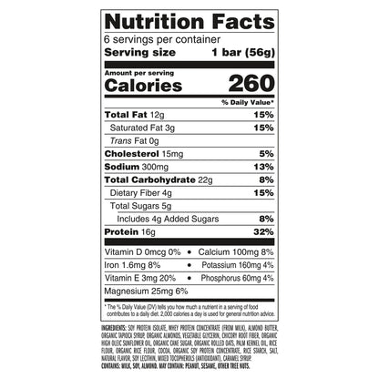 CLIF  Protein Bars Crispy Almond Salted Caramel, Reduced Sugar, Gluten Free, 6Ct