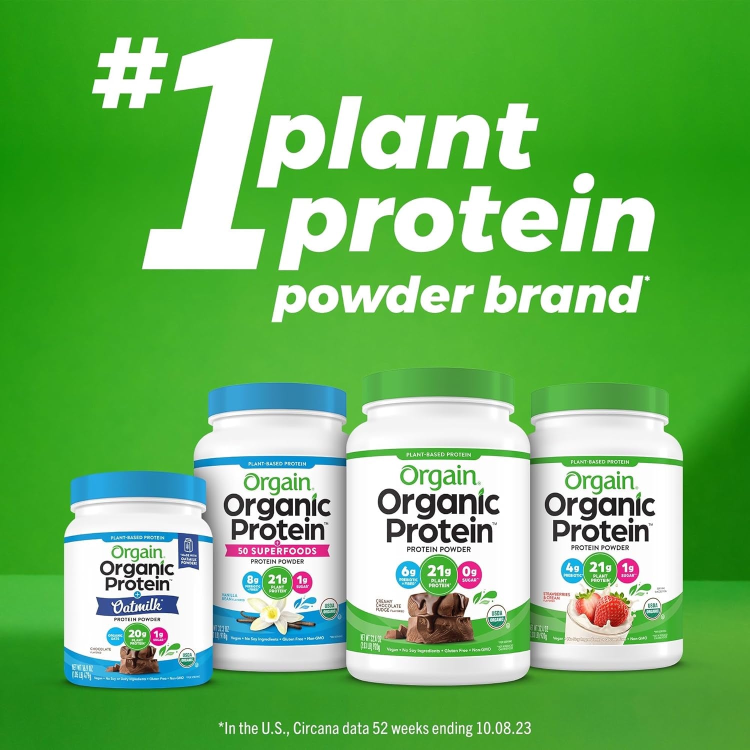 Orgain - Organic Unflavored Vegan Protein Powder, Natural Unsweetened - Non Dairy, Gluten Free, No Sugar Added, Soy Free, Non-Gmo, 1.59 Lb (Packaging May Vary)